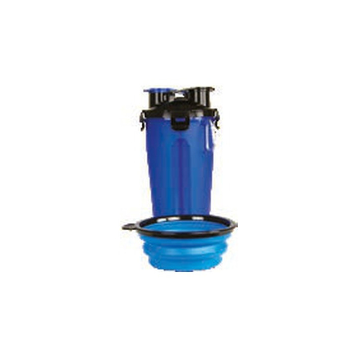 Gourde duo eau et croquettes avec gamelle
